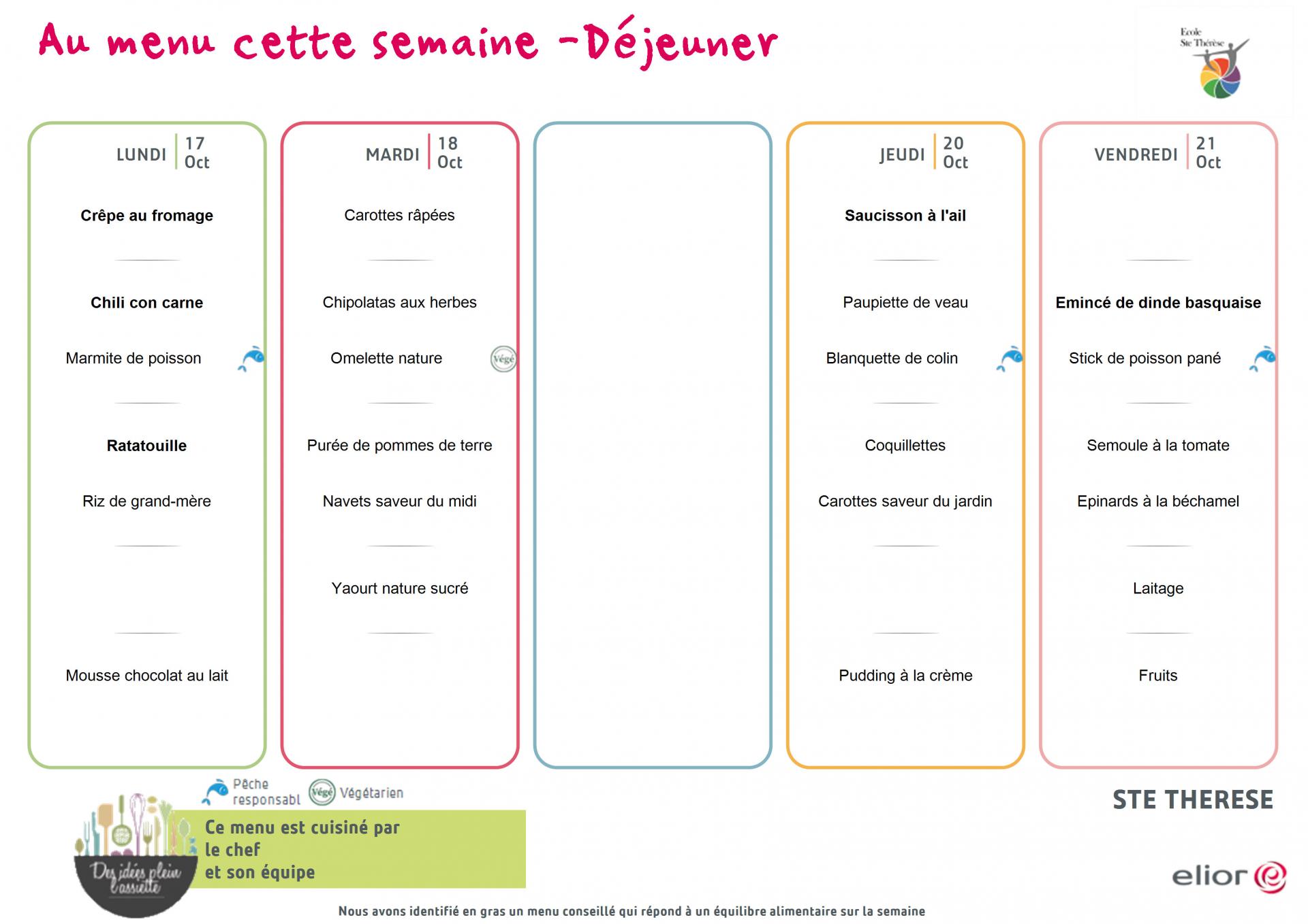 Menu menusemaine ste therese 42