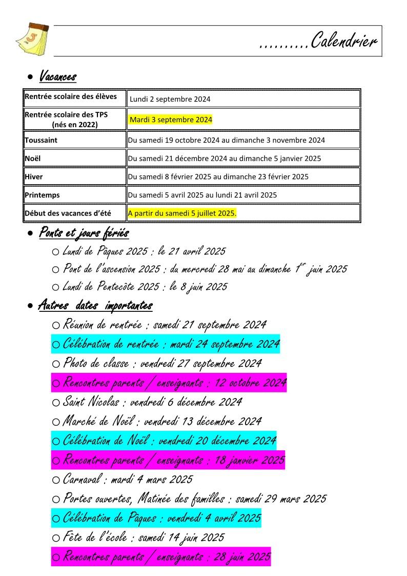 2024 2025 0 bis guide rentree dates 1