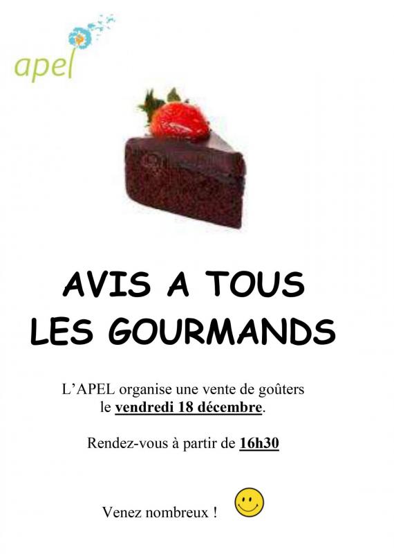 Apel vente gouters affiche decembre