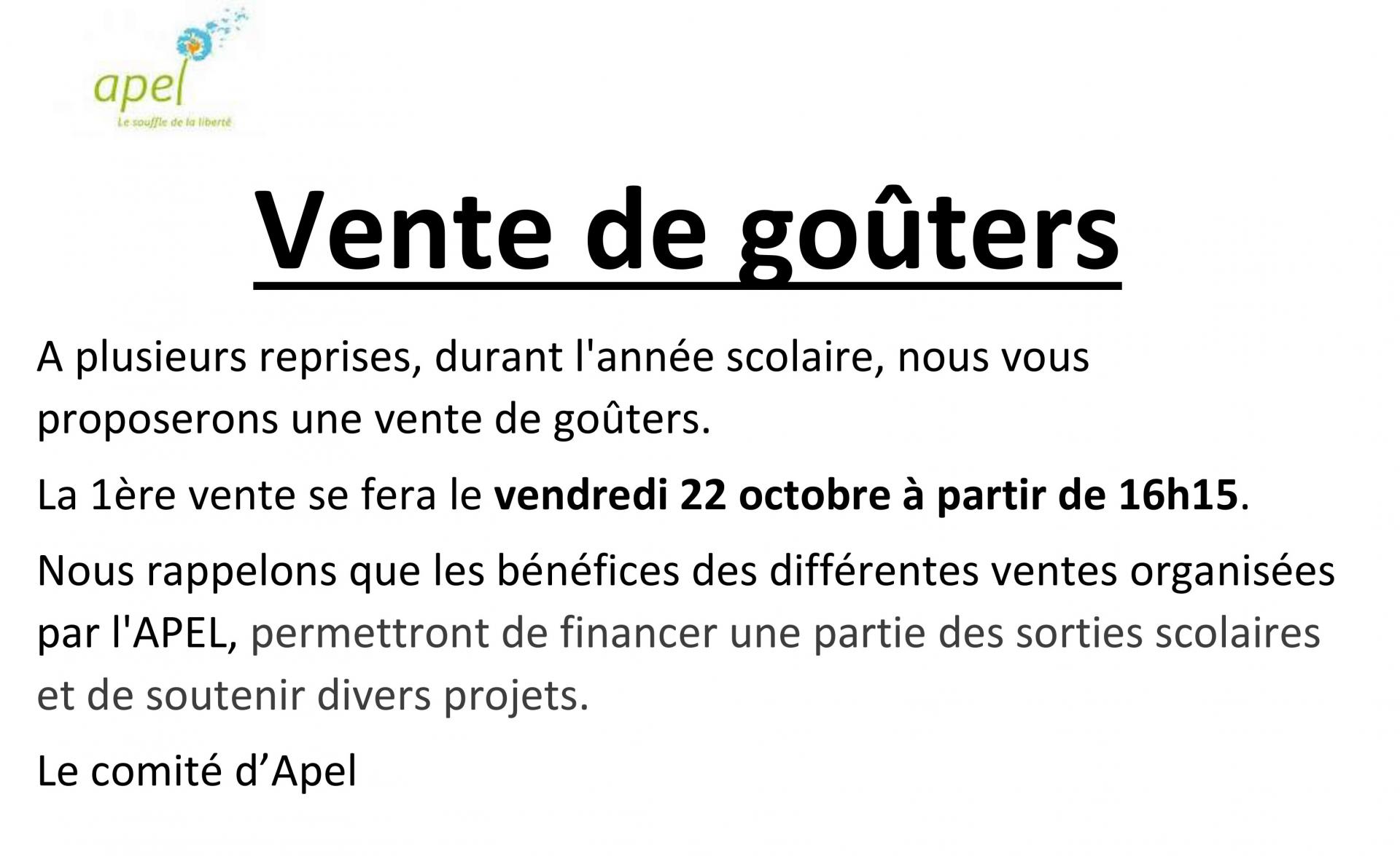 Apel vente gouters octobre affiche