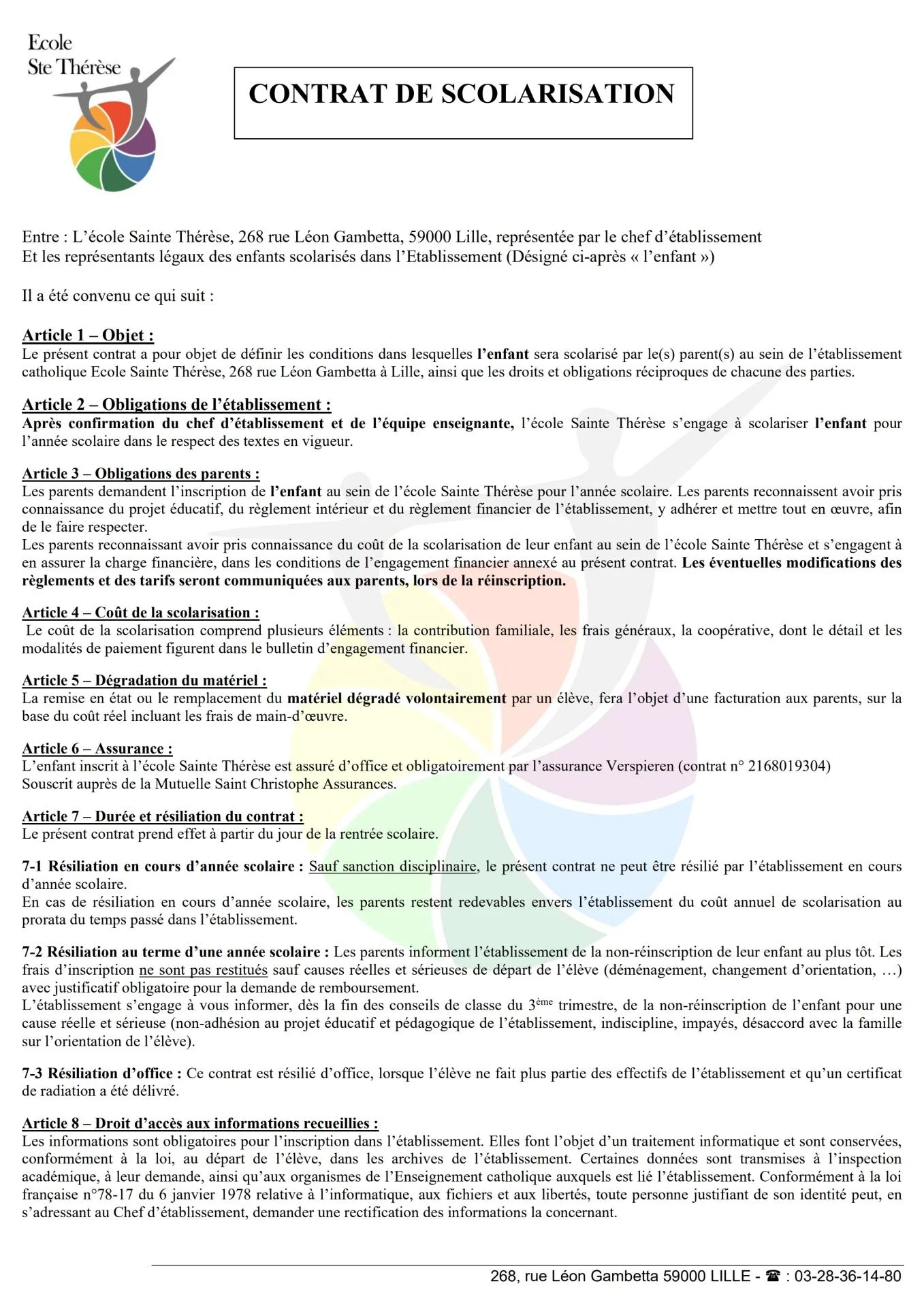 Contrat de scolarisation 1